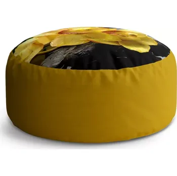 Sedací pytel Kulatý taburet Circle Žluté orchideje: 38x48 cm - Sablio