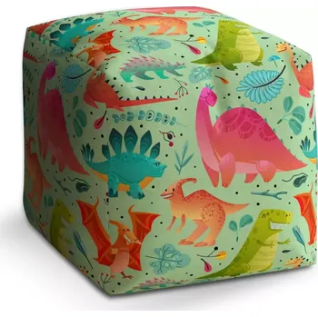 Taburet Taburet Kostka Dinosauři v trávě: 40x40x40 cm - Sablio