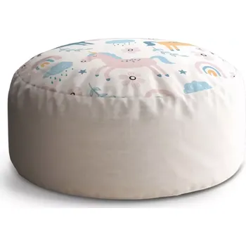 Sedací pytel Kulatý taburet Circle Duhoví jednorožci: 38x48 cm - Sablio