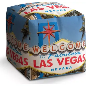 Taburet Taburet Kostka Welcome to Las Vegas: 40x40x40 cm - Sablio