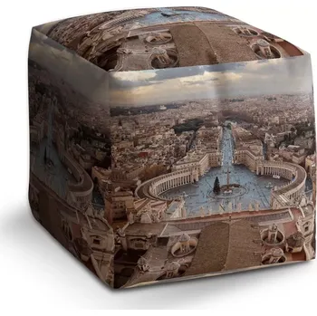 Taburet Taburet Kostka Řím Vatikán Svatopetrské náměstí: 40x40x40 cm - Sablio