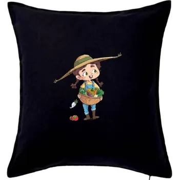 Polštář Malá farmářka - Polštář 50x50 - 50x50 - Pouze potah ( Černá )