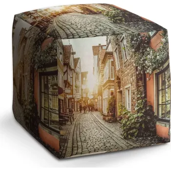 Taburet Taburet Kostka Městská ulička: 40x40x40 cm - Sablio