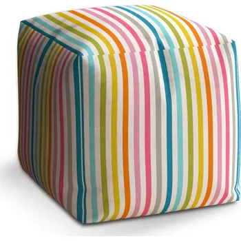 Taburet Taburet Kostka Barevné proužky: 40x40x40 cm - Sablio