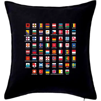 Polštář Vlajky států - Evropa - Polštář 50x50 - 50x50 - Včetně výplně ( Černá )