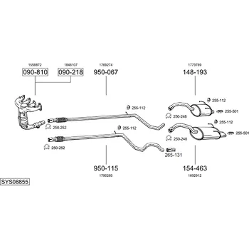 Výfuková trubka výfuková trubka střední Bosal 950-115
