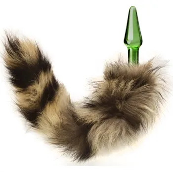 Anální kolík ŠTÍHLÝ SKLENĚNÝ ANÁLNÍ KOLÍK S LIŠČÍM OHONEM - 76658432