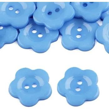 Galanterie Knoflík plastový, 23mm, květ, modrý