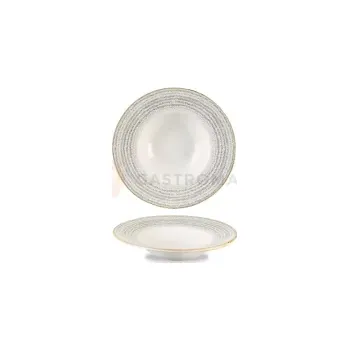 Talíř Porcelánový hluboký talíř s širokým okrajem, bílo-šedý28 cm | CHURCHILL, Homespun Style Stone Gray