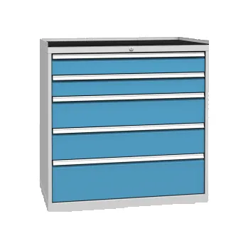 Zásuvková skříň DPO07A, VxŠxH: 1030x1000x700 mm, šedá/modrá