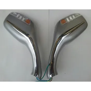 Zrcátko pro motocykl zrcátko zpětné s blinkry - stříbrné &nbsp;sada - YUKI BOSS