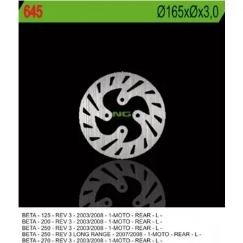 Brzda pro motocykl Zadní brzdový kotouč NG Beta 250 REV 3 2003 - 2008
