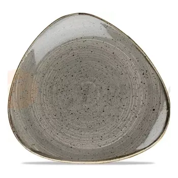 Talíř Talíř ve tvaru trojúhelníku, šedý, ručně zdobený 26,5 cm | CHURCHILL, Stonecast Peppercorn Grey