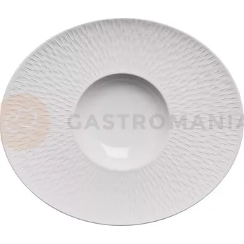 Talíř Oválný talíř z bílého porcelánu s širokým okrajem 30 x 26 cm | DEGRENNE, Boreal Satin