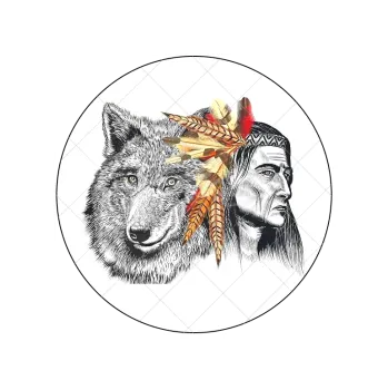 Jedlá dekorace na dort VLK A INDIÁN, VARIANTA Jedlý papír 1494