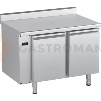 Chladicí stůl bez agregátu a plnými dveřmi, zadní lištou a okapovou lištou 1125x700x850 mm | DORA METAL, DM-S-90002