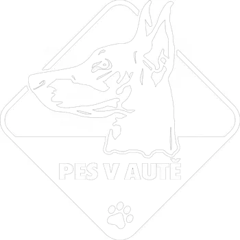 Samolepicí dekorace na vozidlo Pes v autě Dobrman samolepka na auto - modrá / 15x15 cm