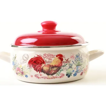 Hrnec Metalac Kohout, mělký smaltovaný kastrol Prince s poklicí 14 cm, 1 l