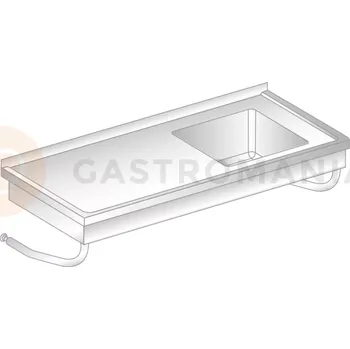 Nerezový dřez Stůl nástěnný závěsný z nerezové oceli s dřezem 1300x600x375 mm | DORA METAL, DM-3270