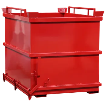 Úložný box Ocelový kontejner s výklopným dnem, objem 2000 litrů, červený