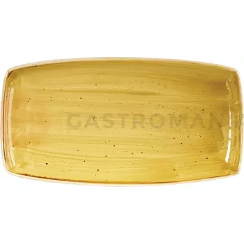 Obdélný servírovací talíř hořčicový, ručně zdobený 35 cm x 18,5 cm | CHURCHILL, Stonecast Mustard Seed Yellow