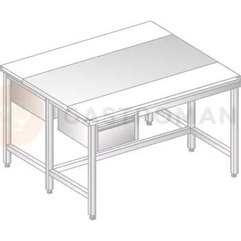 Kuchyňská pracovní deska Stůl centrální z nerezové oceli s krájecími deskami a 2 šuplíky 1200x1200x850 mm | DORA METAL, DM-3107