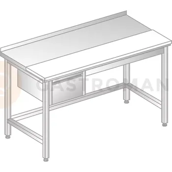 Kuchyňská pracovní deska Stůl přístěnný z nerezové oceli s krájecí deskou a šuplíkem 1300x600x850 mm | DORA METAL, DM-3106