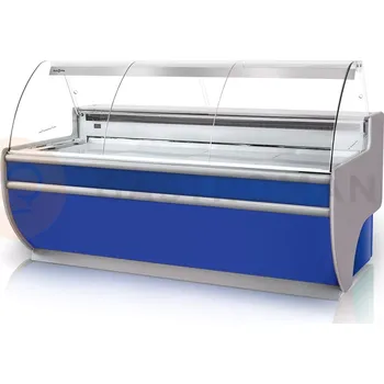 Chladicí pult s ohýbaným tvrzeným sklem, osvětleným spodním panelem a pultem z nerezové oceli 1250x1070x1220 mm | RAPA, L-D3