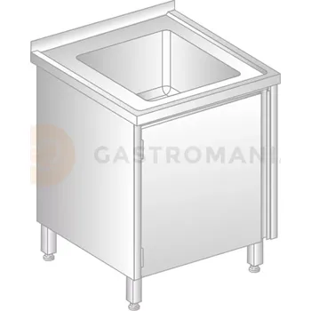 Nerezový dřez Stůl přístěnný z nerezové oceli s dřezem a skříňkou 600x600x850 mm | DORA METAL, DM-3120