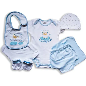 Kojenecká souprava KRIS X KIDS Kojenecká souprava modrobílá ovečka Velikost: 62