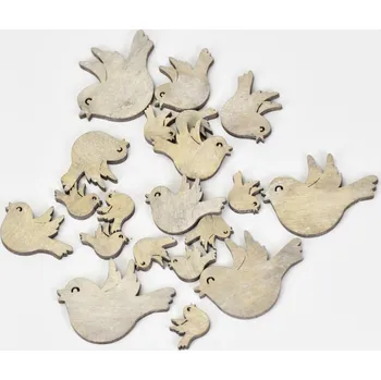 Dřevěný ptáček šedý, sada 20 ks