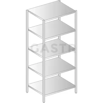 Počítačový stůl Skladovací regál z nerezové oceli s pěti policemi 600x700x1800 mm | DORA METAL, DM-3320
