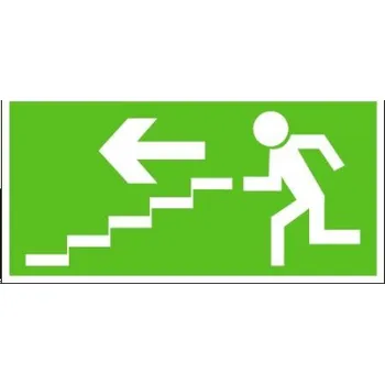 MXM Únikové schodiště vlevo dolů | plastová cedule, 210x105mm Fotoluminiscenční plastová tabulka