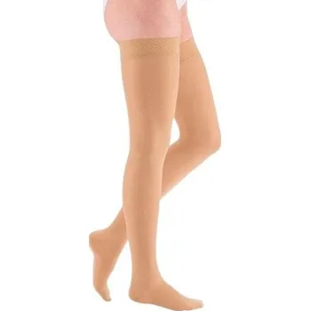 Dámské punčochy Stehenní punčochy mediven elegance II.KT—S lemem basic, velikost 4, barva sand, délka krátká, se špicí