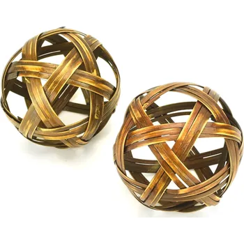 Bambusové dekorační koule hnědé, 2 ks, Ø12 cm