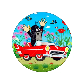 Jedlá dekorace na dort KRTEČEK a auto, VARIANTA Jedlý papír 1196