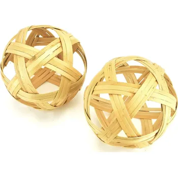 Bambusové dekorační koule přírodní, 2 ks, Ø12 cm