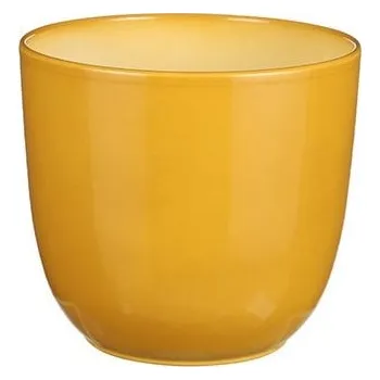 Obal na květináč Keramický obal na květináč Mica TUSCA, průměr 13.5 cm, okrový