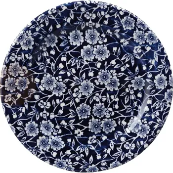 Talíř Mělký talíř zdobený bílými květy 17 cm, tmavě modrý | CHURCHILL, Vintage Prints