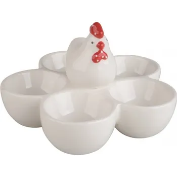 Velikonoční dekorace Držák s kohoutkem z keramiky na 5 vajíček 15 x 9 cm