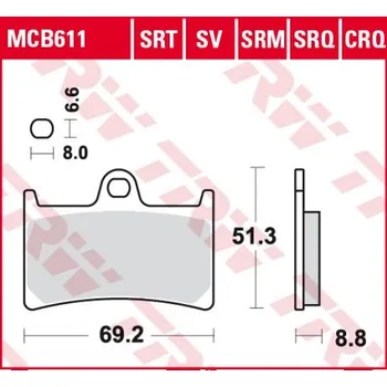 Brzda pro motocykl Přední brzdové destičky TRW / Lucas Yamaha FZ6-S2 600 S , SA Fazer 2007 - 2010 směs SV