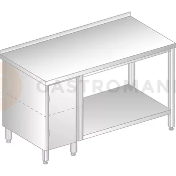 Nerezový dřez Stůl přístěnný z nerezové oceli se skříňkou a poličkou 1300x700x850 mm | DORA METAL, DM-3113
