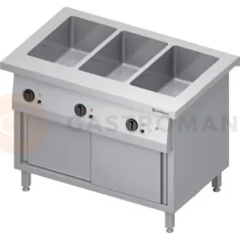 Zahradní skříň Stůl s vodní lázní 3xGN 1/1, tříkomorový, posuvná dvířka, vrchní deska ze žuly | STALGAST, ST 222