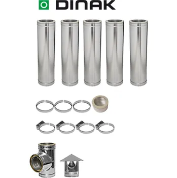 Komín Nerezový izolovaný komín DINAK DW pr.150 mm výška 5m (5,1m)
