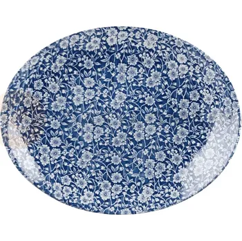 Talíř Oválný talíř zdobený bílými květy 31,7 x 25,4 cm, modro-tmavě modrý | CHURCHILL, Vintage Prints