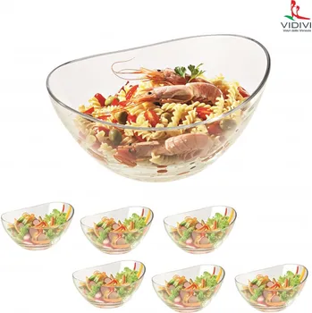 Talíř VIDIVI VIDIVI, skleněné misky PAPAYA, sada 6 x miska (průměr 13 cm, výška 6,5 cm) plus 1 x miska (průměr 24 cm, výška 12 cm)