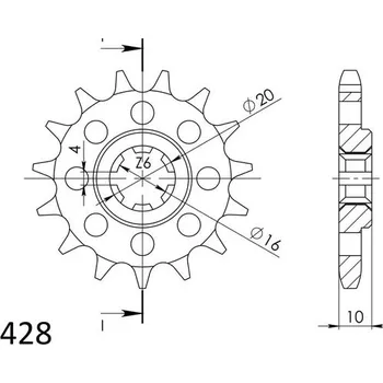Řetězová sada pro motocykl SUPERSPROX Řetězové kolečko SUPERSPROX CST-410:15 15 zubů, 428