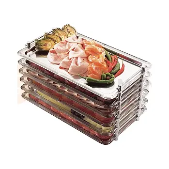 Obdélníkový servírovací tác s chromovanými úchyty GN 1/1 | APS, Profi line