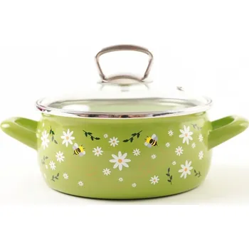 Hrnec Metalac Včelka, smaltovaný kastrol PRINC s poklicí 18 cm, 2,5 l