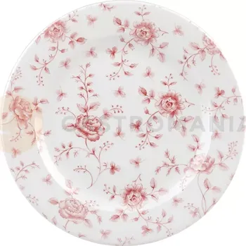 Talíř Mělký talíř zdobený hnědými květy 21 cm, bílý | CHURCHILL, Vintage Prints